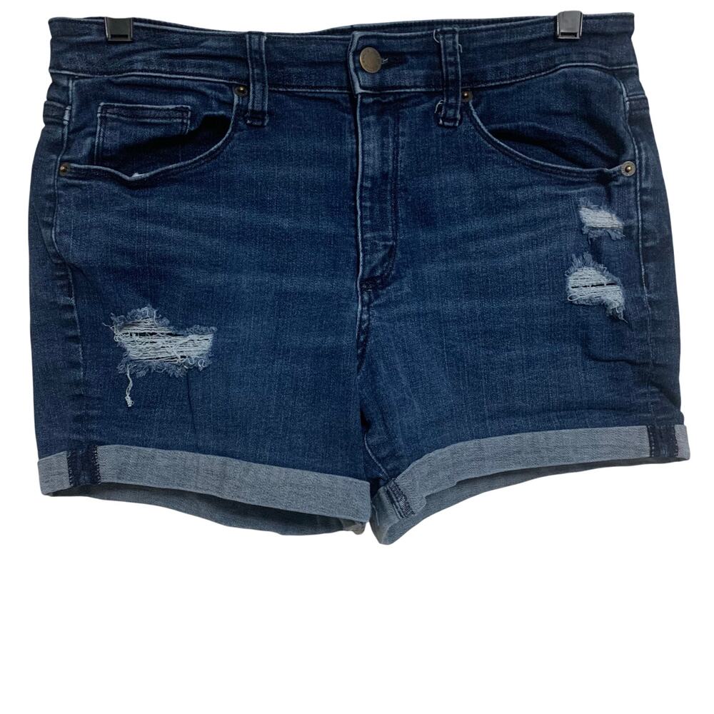 Universal Thread Dark Blue Distressed Cuffed Denim Shorts